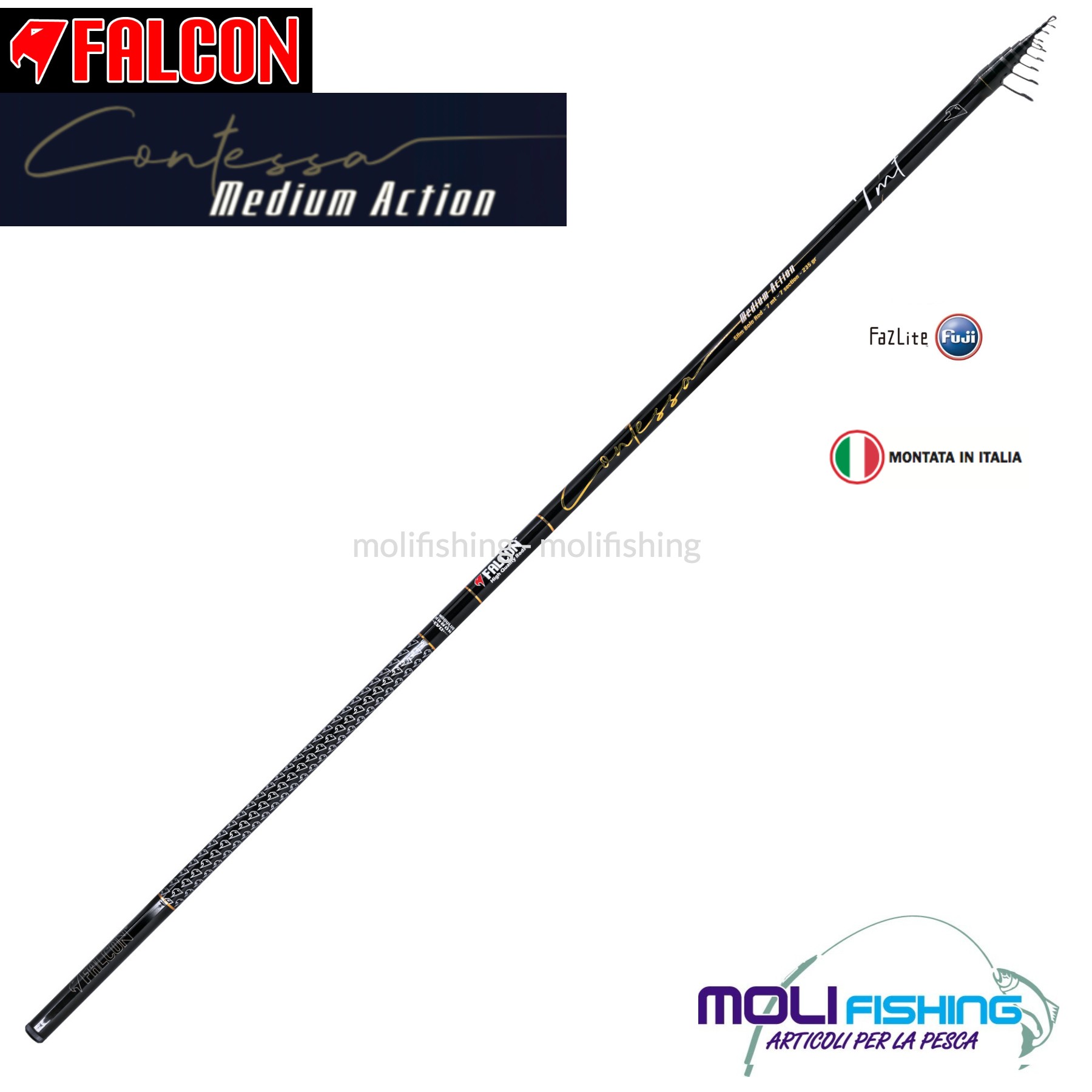 Canna pesca Bolognese Falcon Contessa Slim Medium 6 e 7 metri